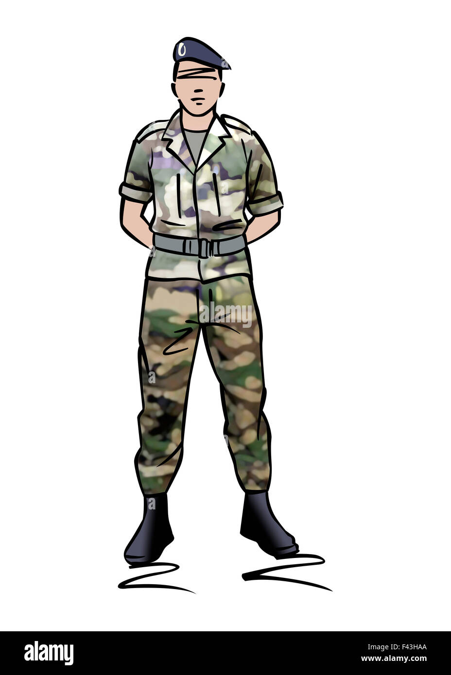 Illustrazione di un soldato vestito in camuffamento Foto Stock
