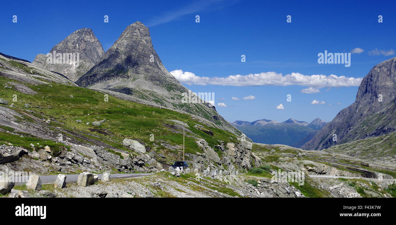 Vista sulla mountainroad Trollstigen Foto Stock