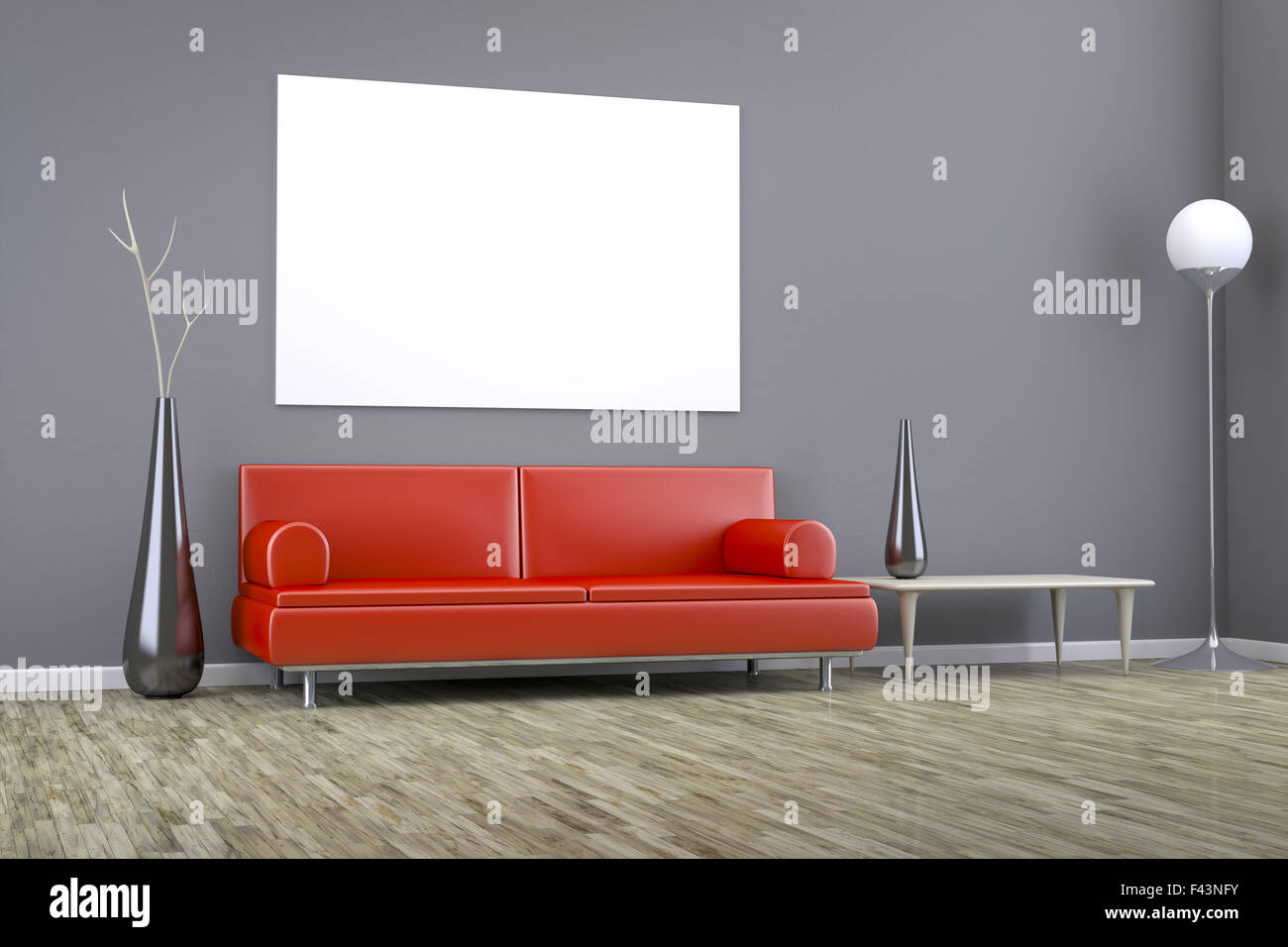 Camera grigia con un divano Foto Stock