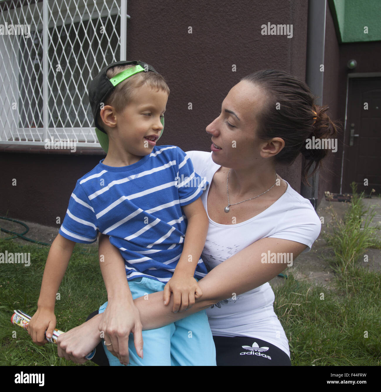 La madre e il figlio, Zielona Gora, Polonia. Foto Stock