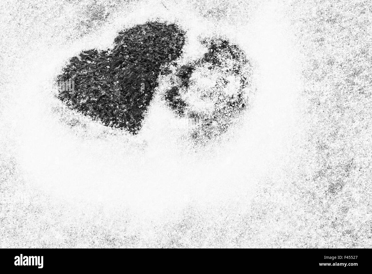 Di pietra a forma di cuore in snow, Lofoten, Norvegia Foto Stock