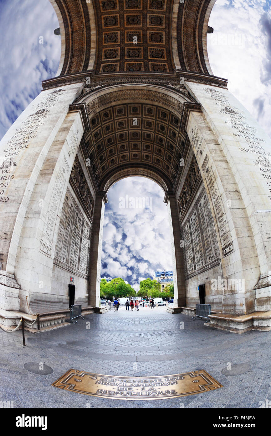 L'inaspettato angolo Arc de Triomphe Foto Stock