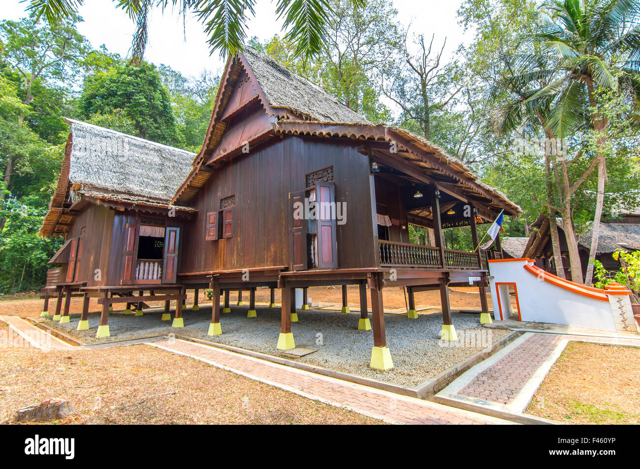 Tradizionale casa di legno in Malesia Foto Stock