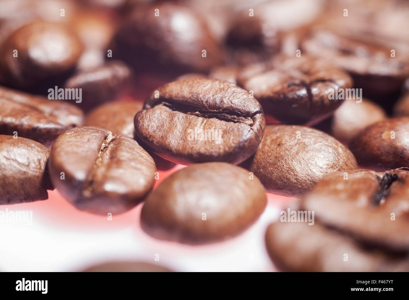 Bella semi di caffè close-up di sfondo. Foto Stock