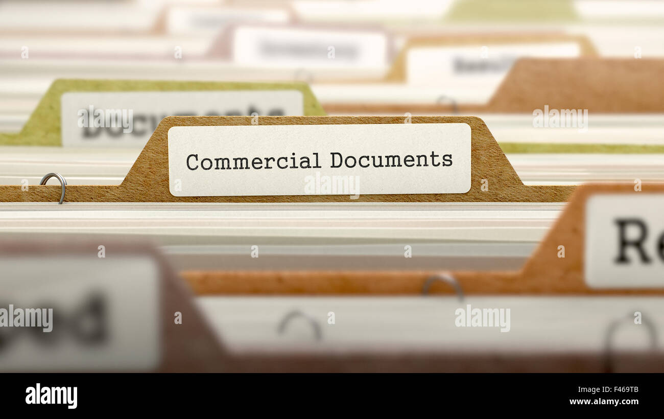 Documenti commerciali di concetto. Le cartelle nel catalogo. Foto Stock