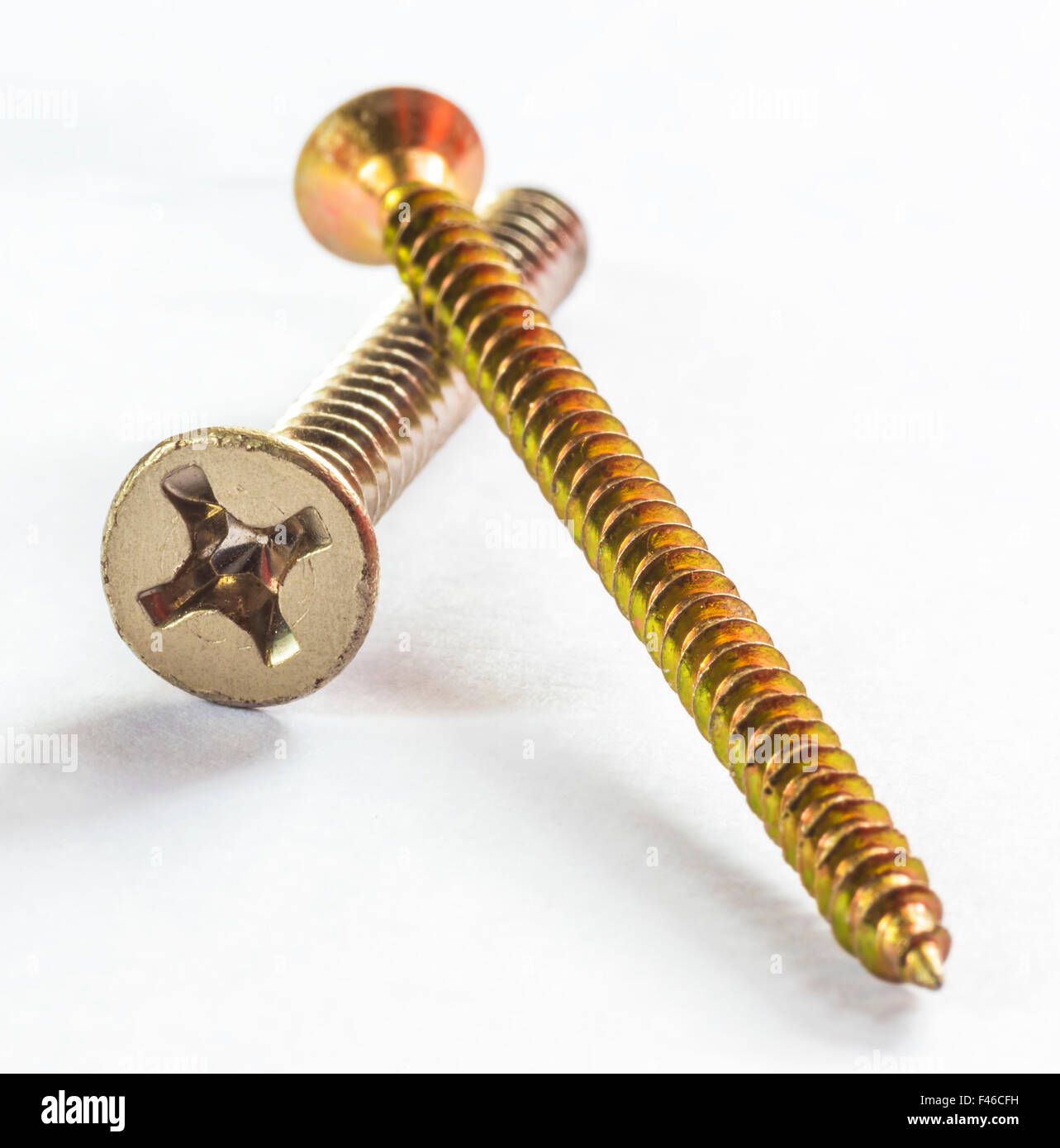 Viti poste su uno sfondo bianco Foto Stock