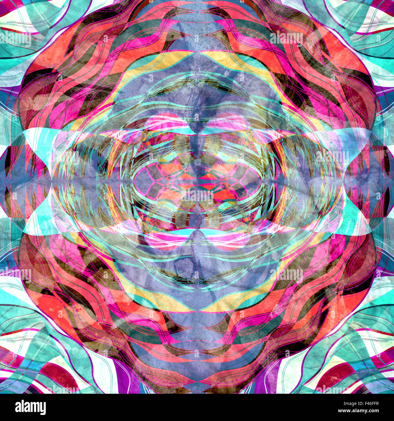 Abstract luminoso colorato con diversi elementi geometrici Foto Stock