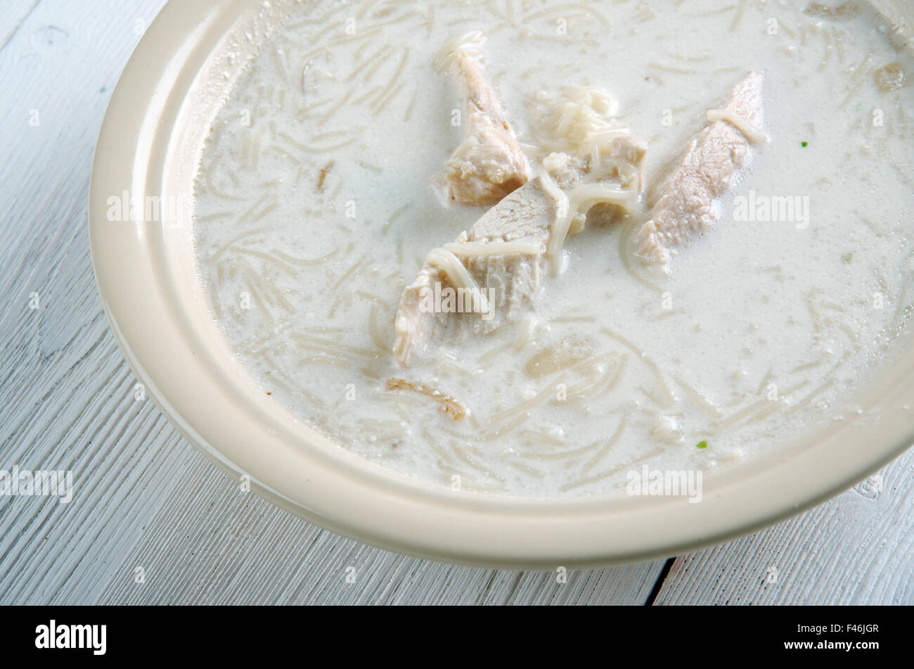 Il greco di limone zuppa di pollo Foto Stock