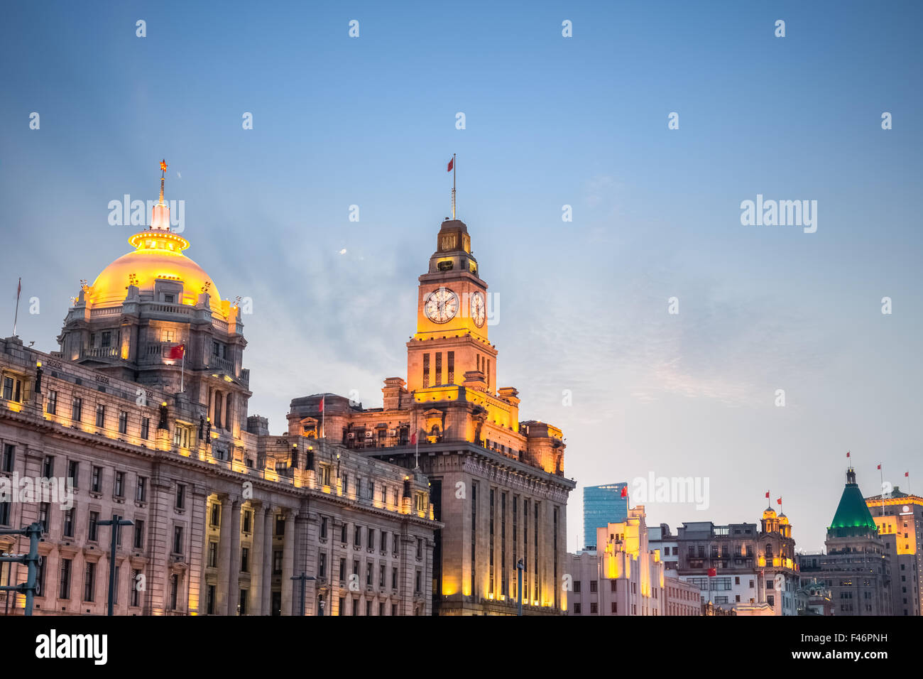 Shanghai eccellente edifici storici al crepuscolo Foto Stock