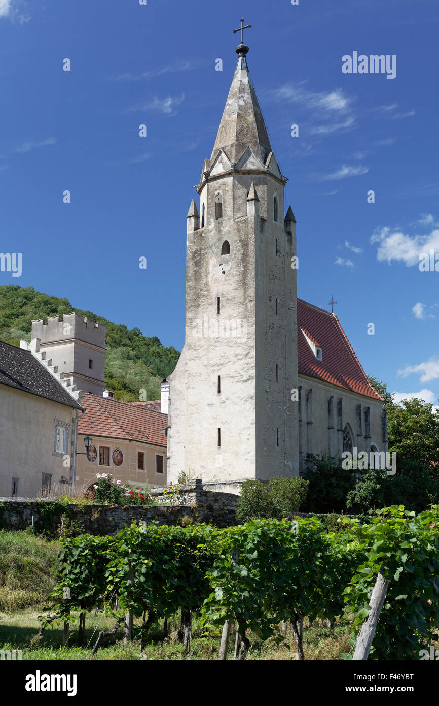 Chiesa fortificata di San Sigismondo, Schwallenbach di Spitz an der Donau, Wachau, Waldviertel, Austria Inferiore, Austria Foto Stock