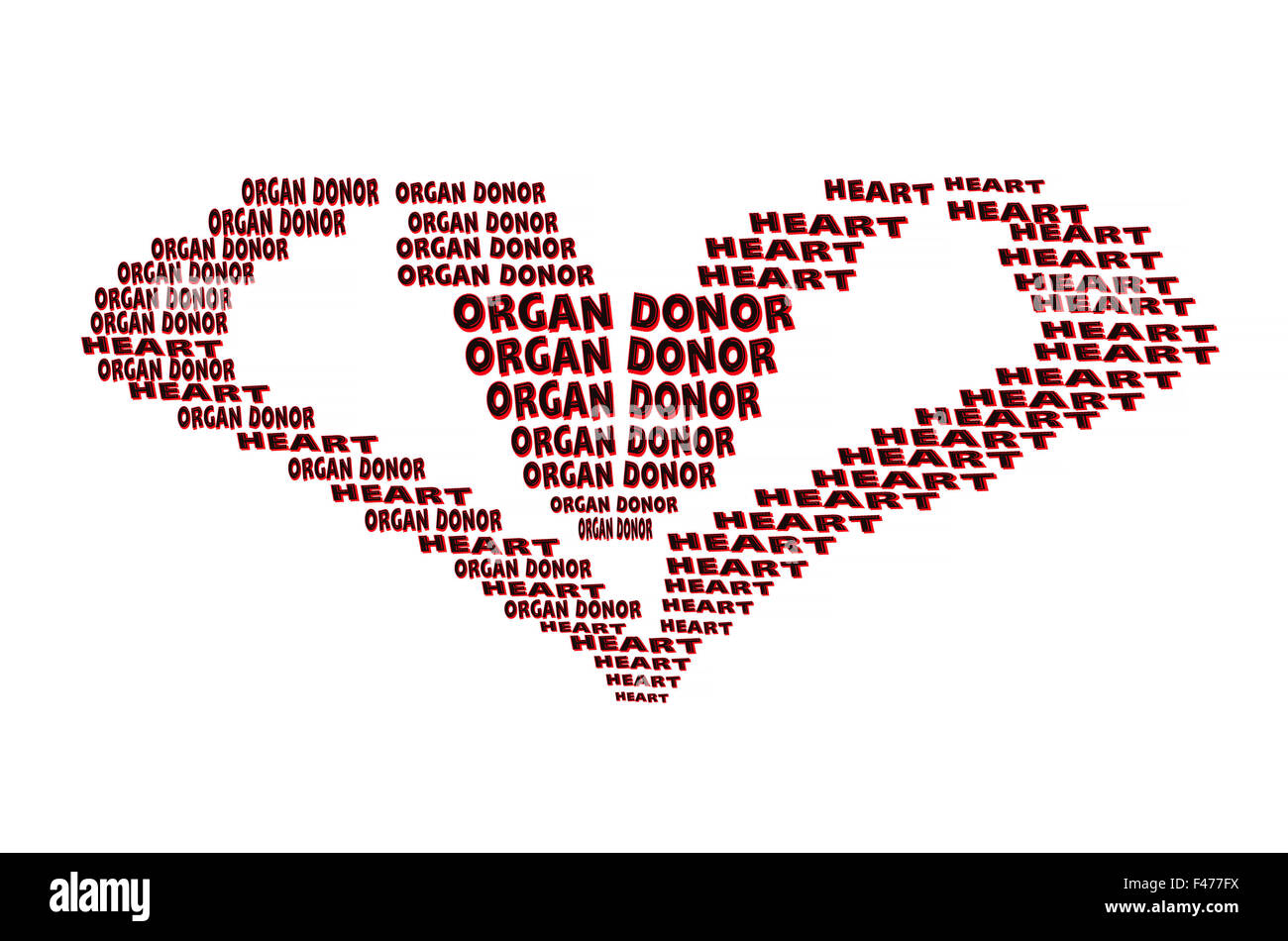 Donatore di organi, testo a forma di cuore Foto Stock