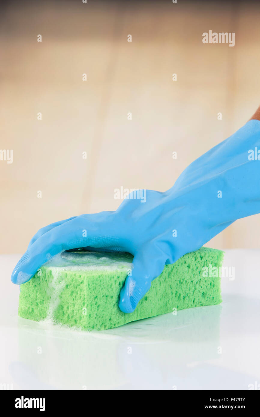 La donna a fare i lavori di casa Foto Stock