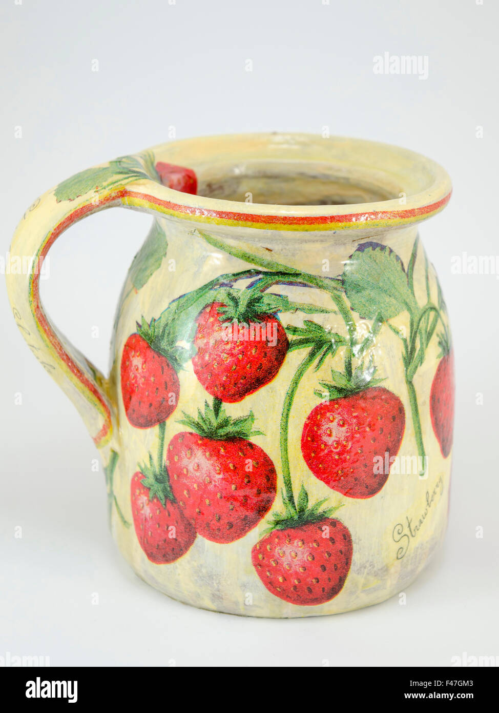 Decoupage decorate argilla modello fragola brocca Foto Stock