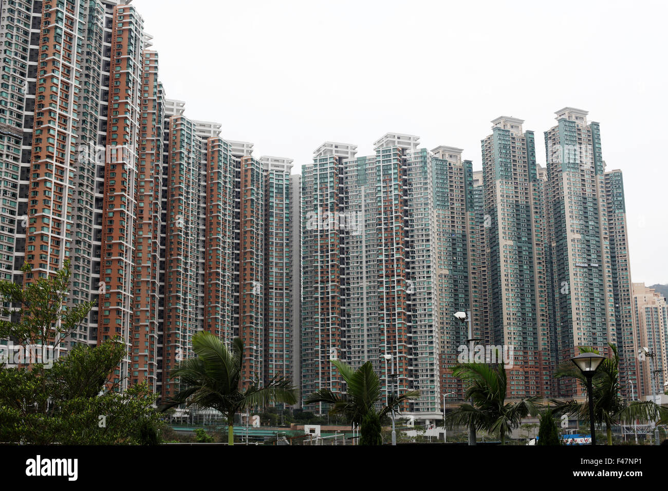 Si tratta di una foto di Hong Kong le torri in Tseung Kwan O Area. Si tratta di sviluppo per la costruzione di appartamenti Foto Stock