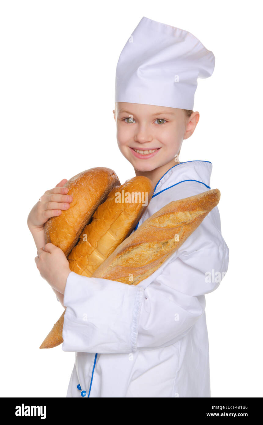 Mezza girata baker con pane Foto Stock