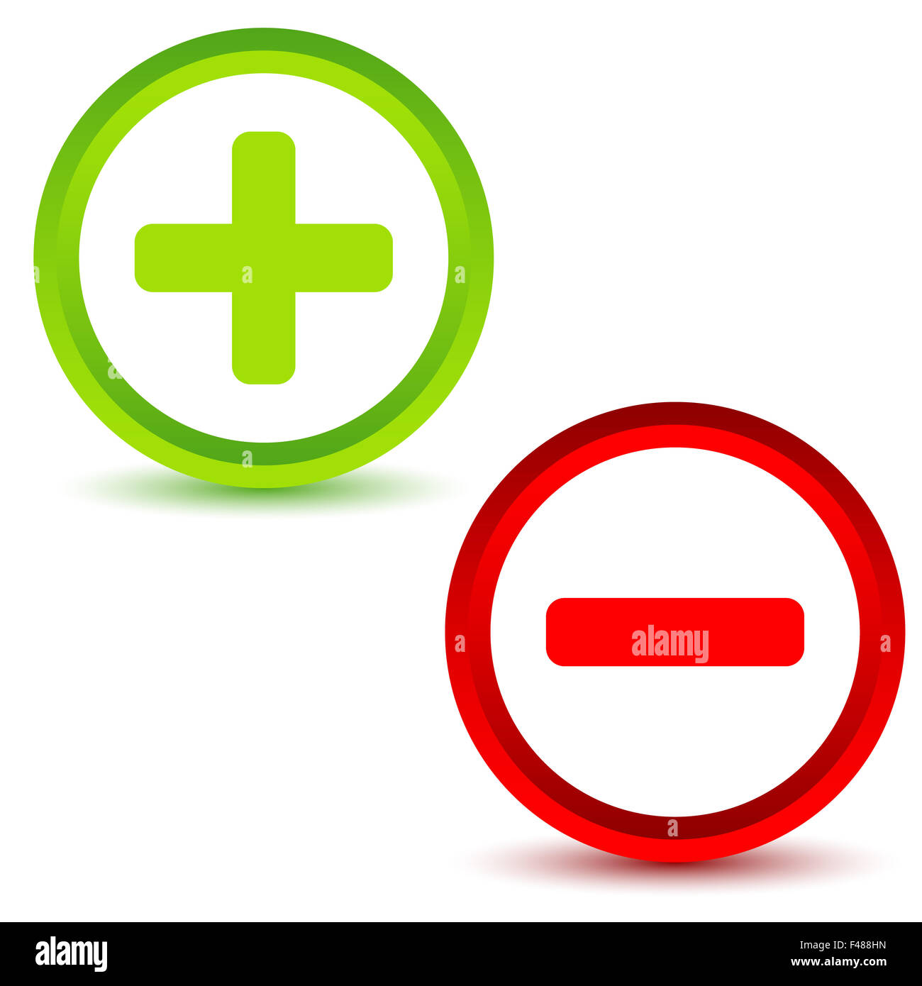 I segni più e meno icone Foto Stock