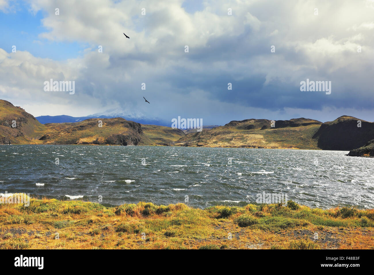 Il lago di gorgogliamento e la formazione di schiuma Foto Stock