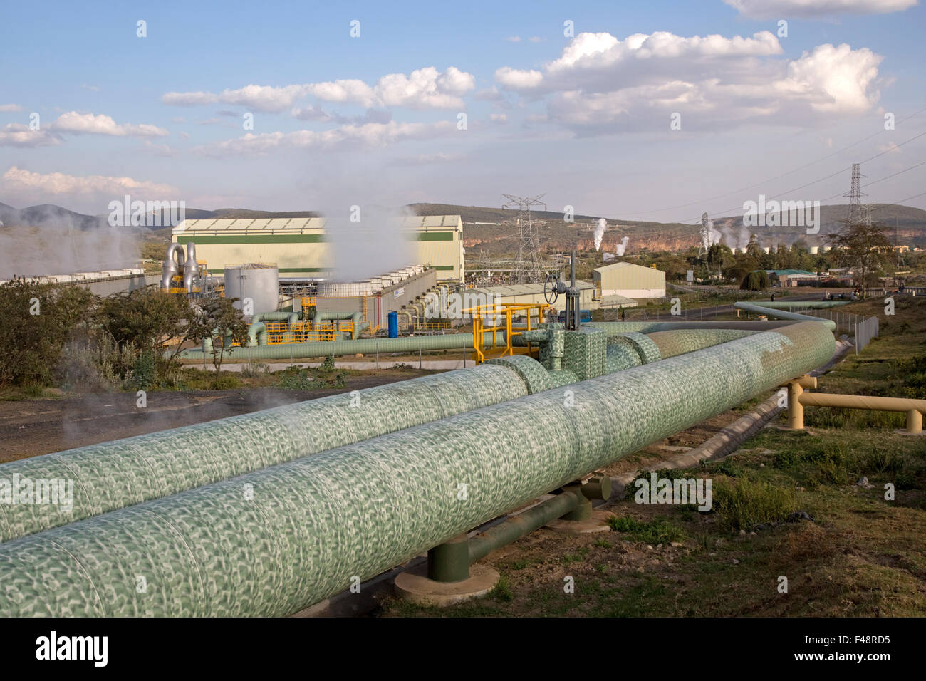 Olkaria 280MW di energia geotermica impianto Hell's Gate Rift Valley Kenya Foto Stock