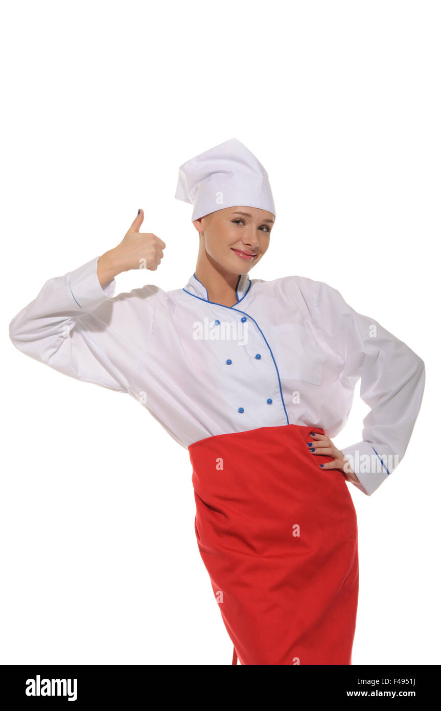 Felice bella donna cook Foto Stock