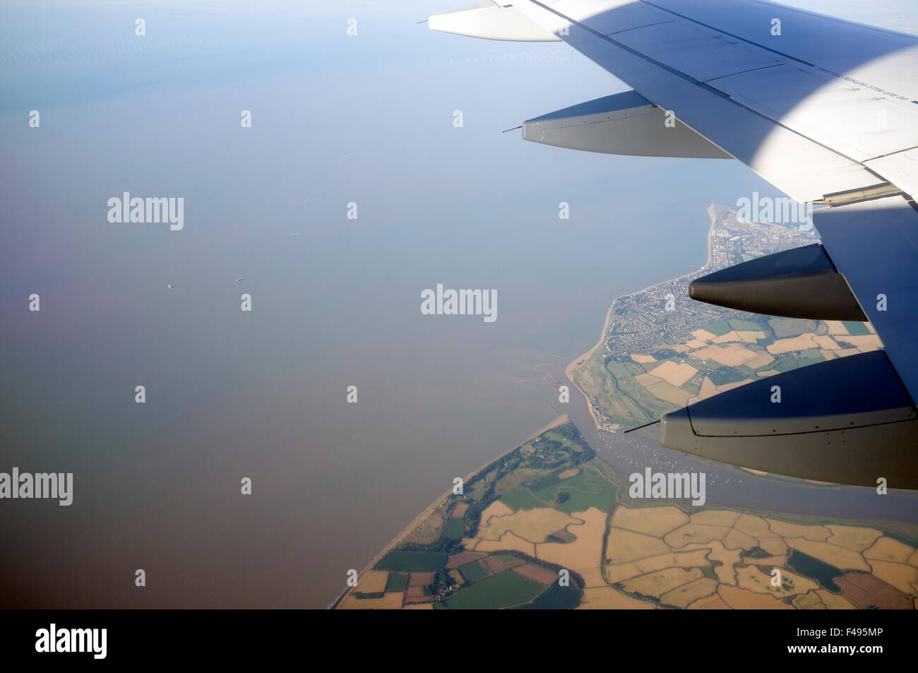 Germanwings Airbus A319 sorvolano il Suffolk coast sulla rotta verso l'aeroporto di Stansted Foto Stock