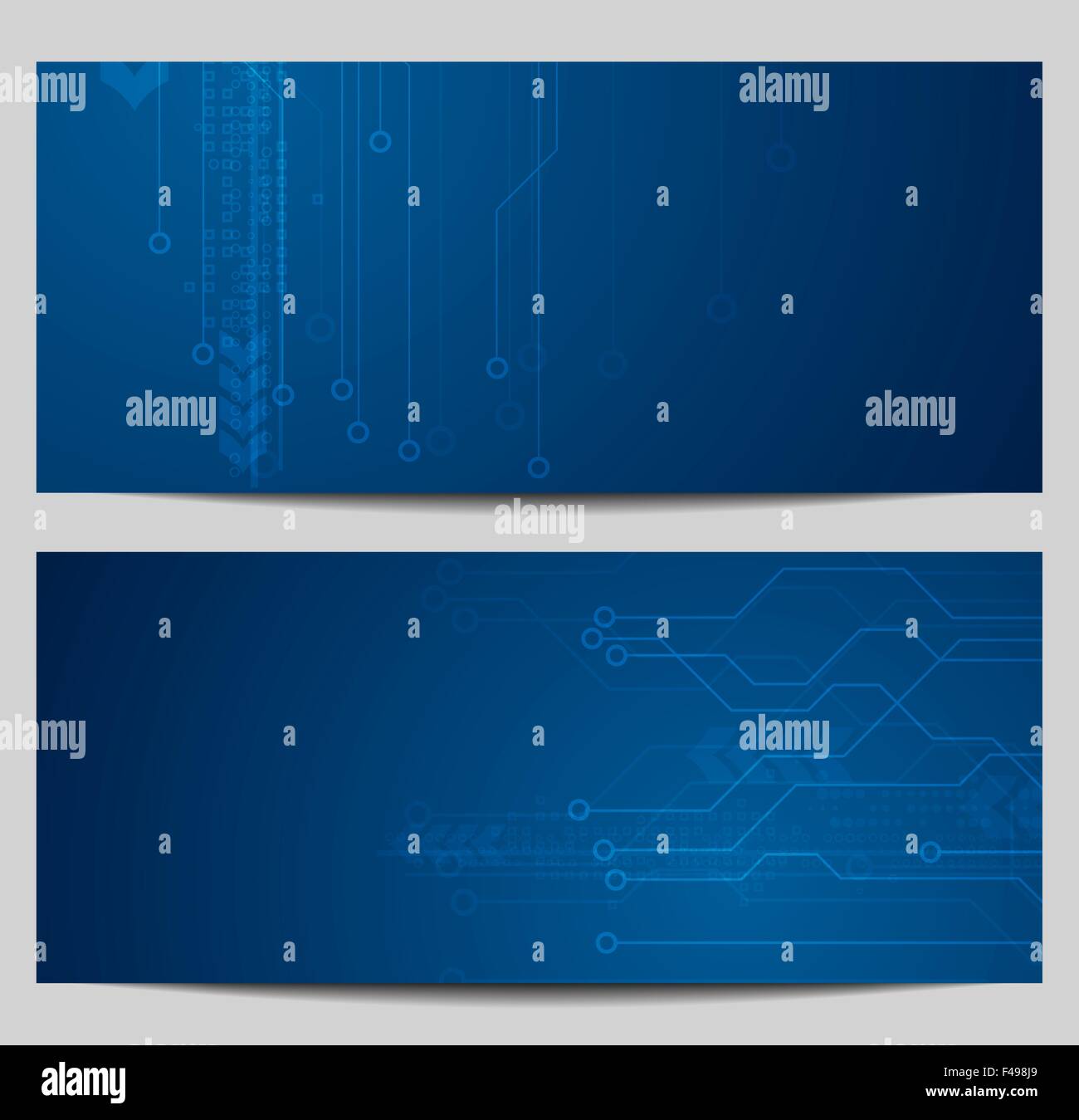 Blue tech banner con circuito di design della scheda Foto Stock