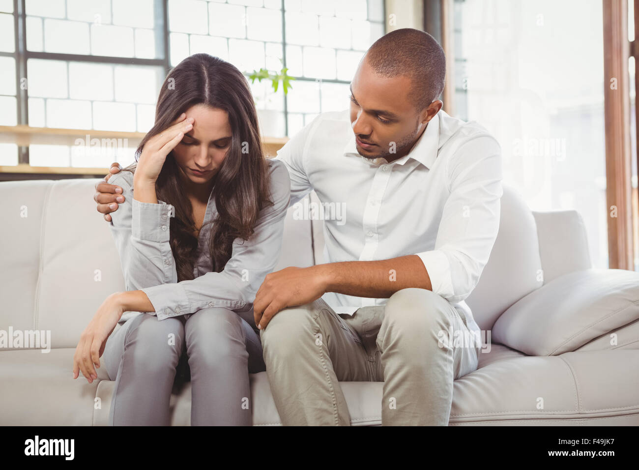 Counseling Terapista triste paziente Foto Stock