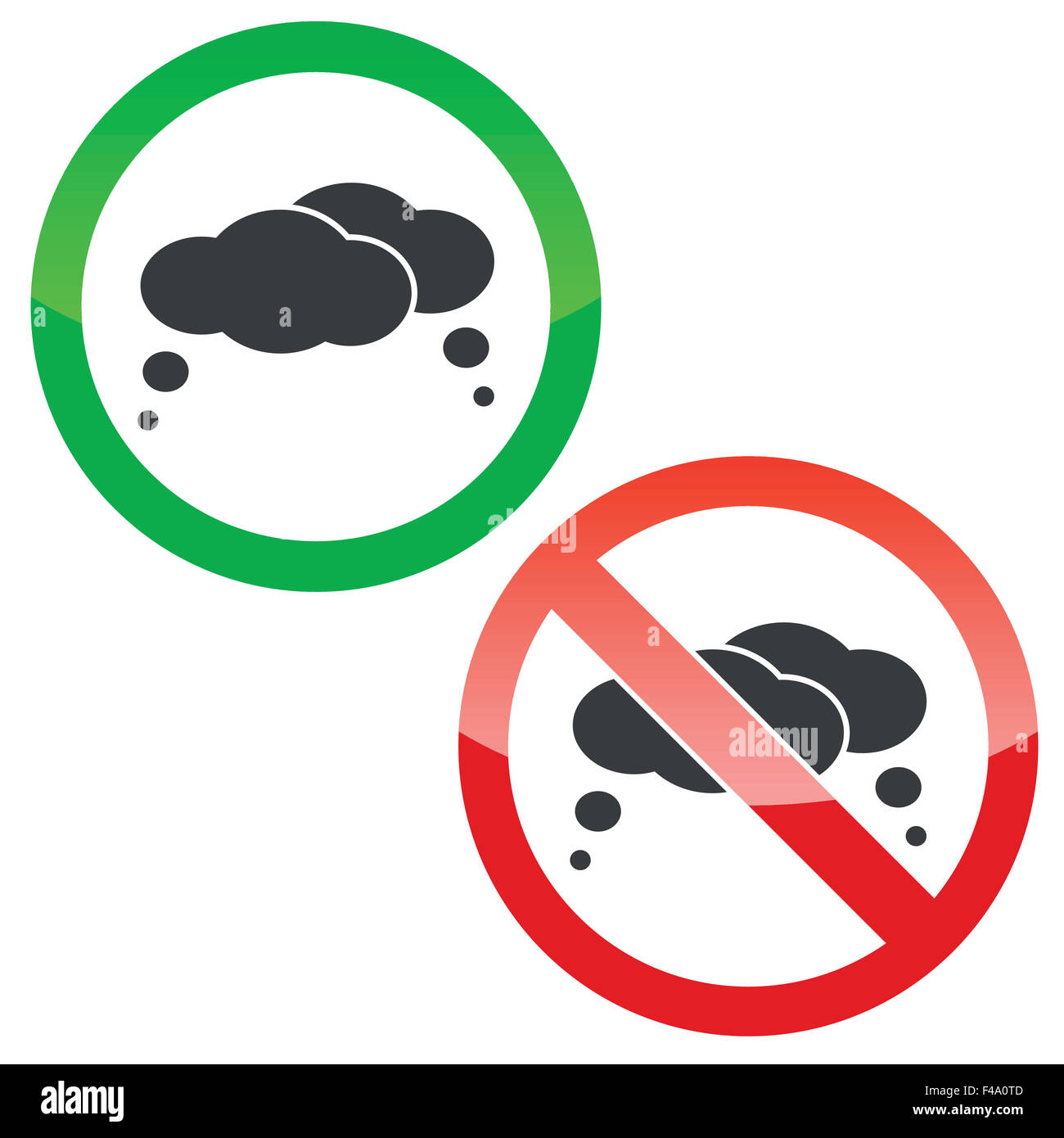 Pensieri segni di autorizzazione impostato Foto Stock