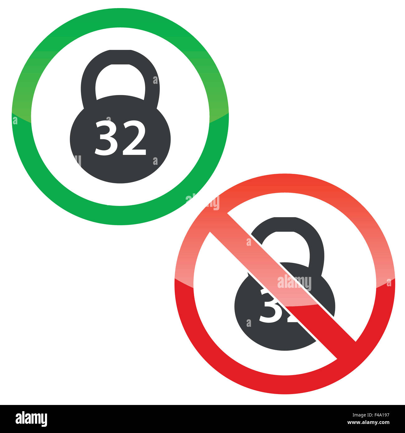 Autorizzazione Dumbbell set di segni Foto Stock