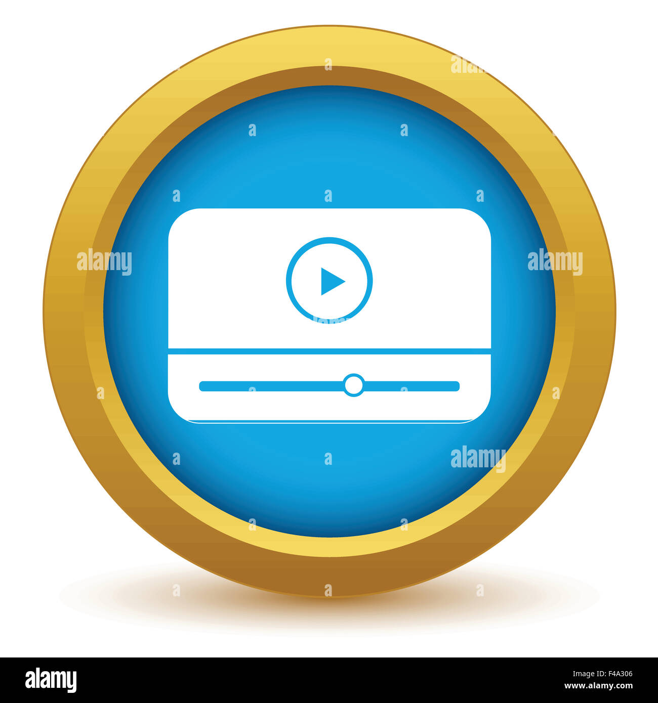Gold media player icon Foto Stock