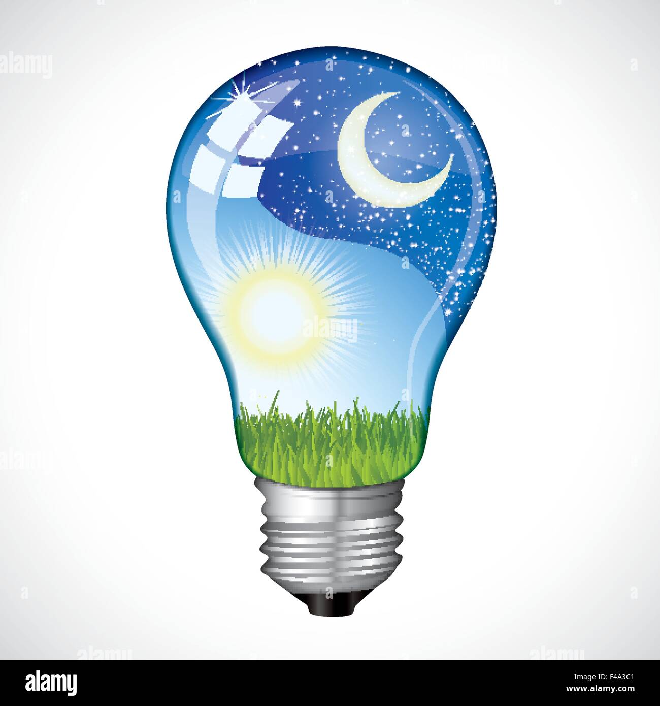 Giorno - notte la lampadina Illustrazione Vettoriale