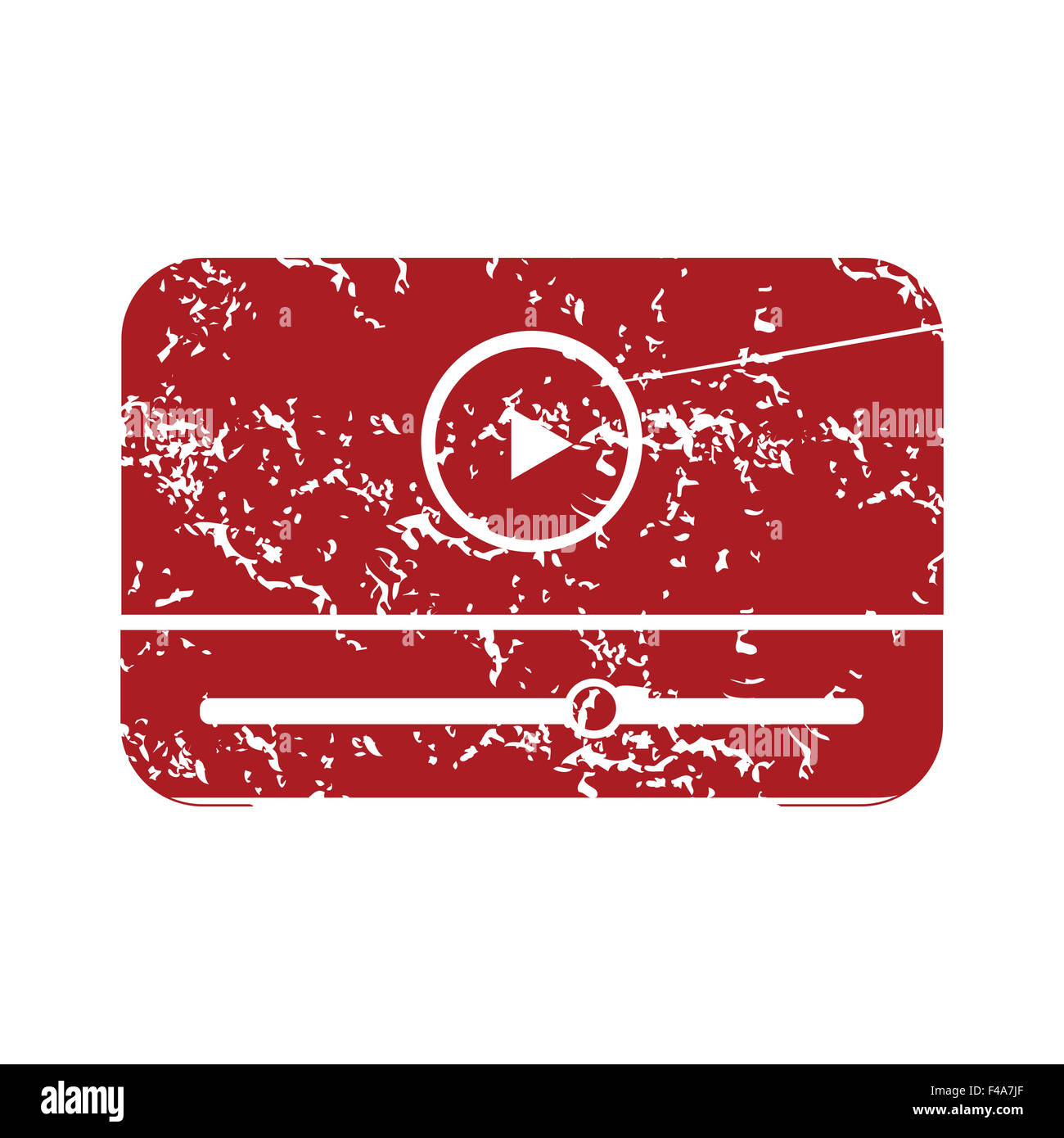 Red grunge media player logo Foto Stock