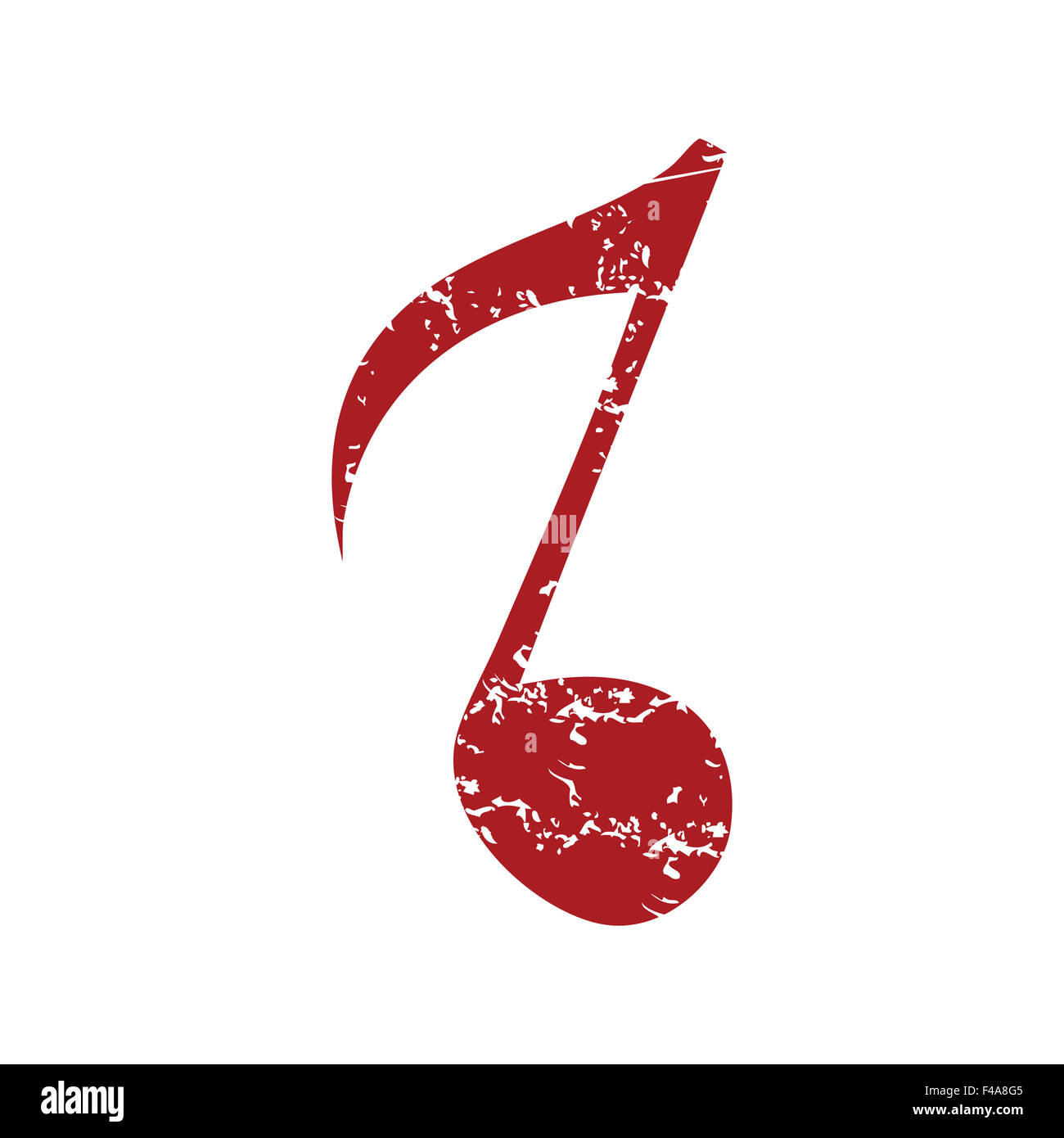 Red grunge nota musicale di logo Foto Stock