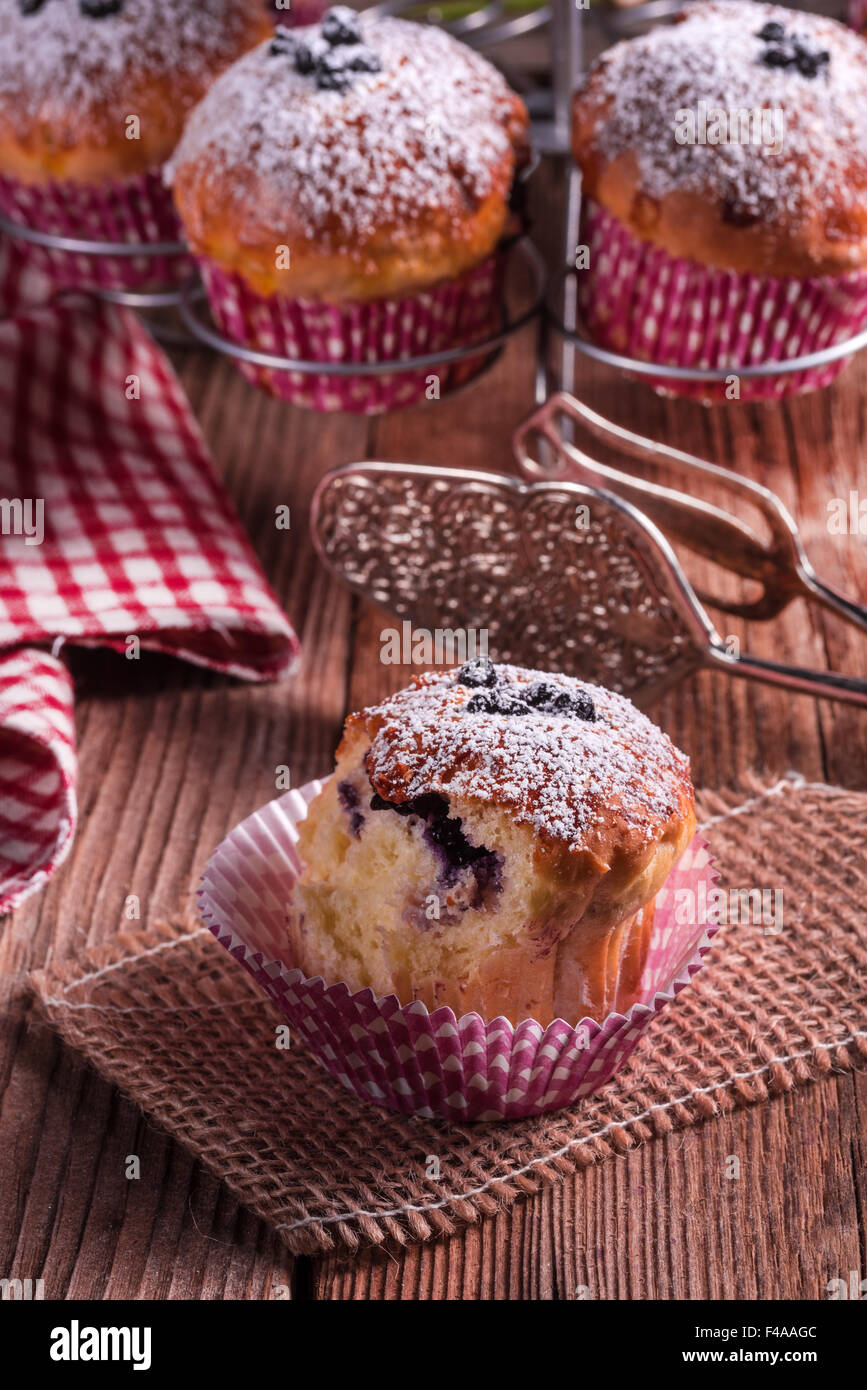 Muffin ai mirtilli Foto Stock