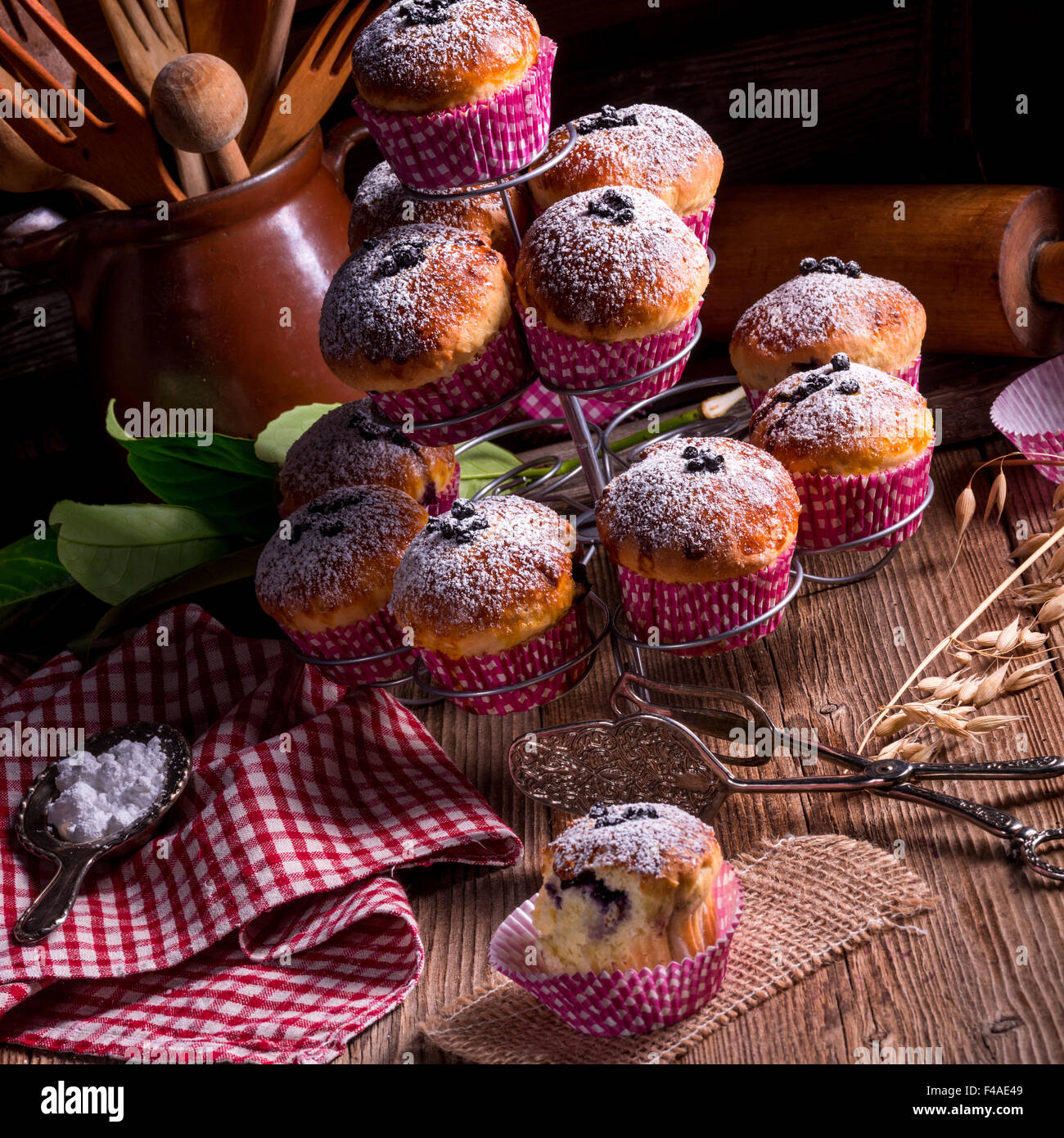 Muffin ai mirtilli Foto Stock