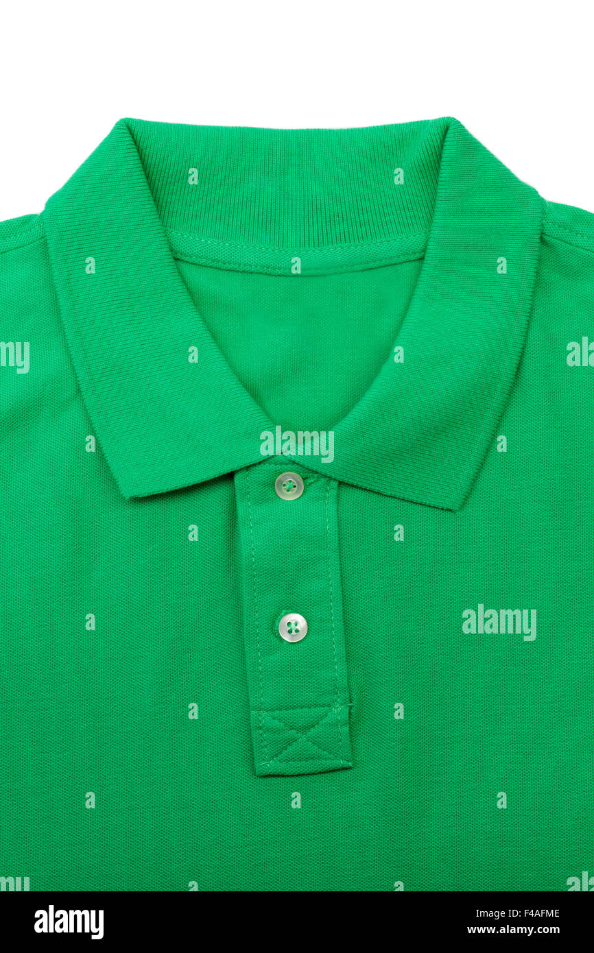Green Polo shirt close-up il collare. Foto Stock