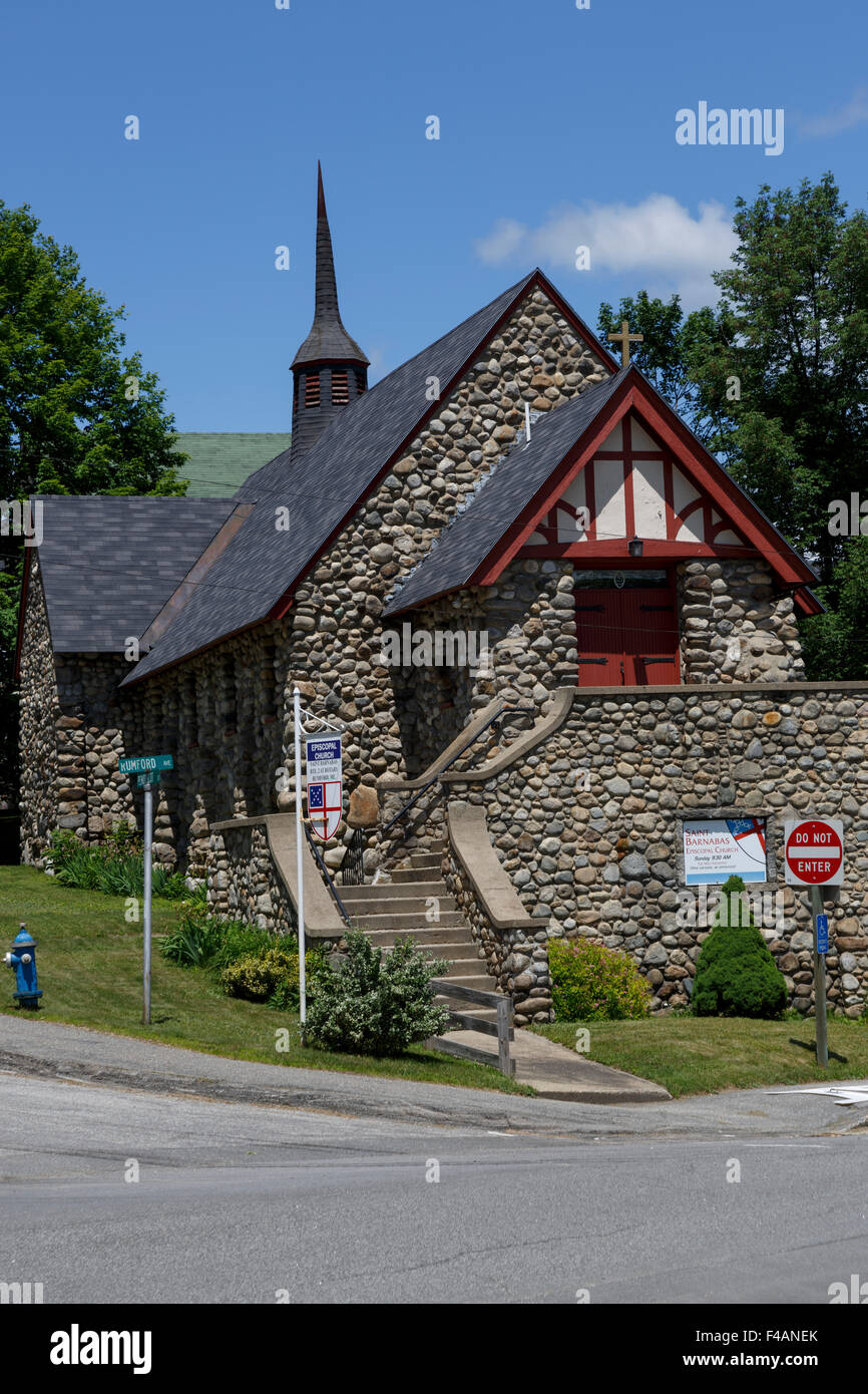 San Barnaba Chiesa Episcopale unico edificio di pietra di Rumford Maine USA Foto Stock