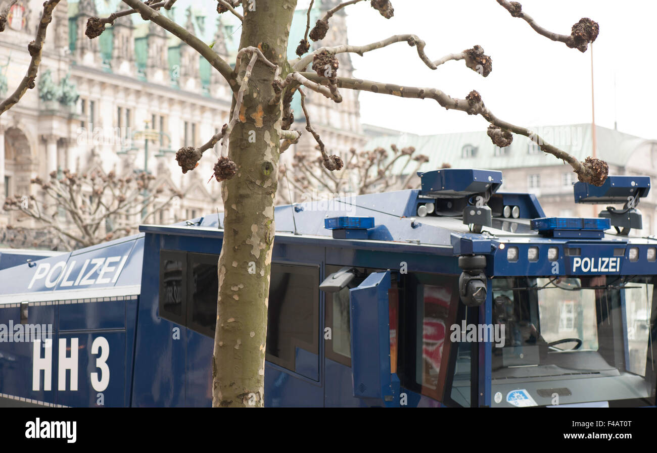 La polizia camion dei pompieri Foto Stock