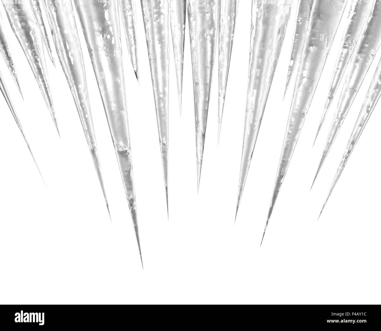 Ghiaccioli sul bianco centrato Foto Stock