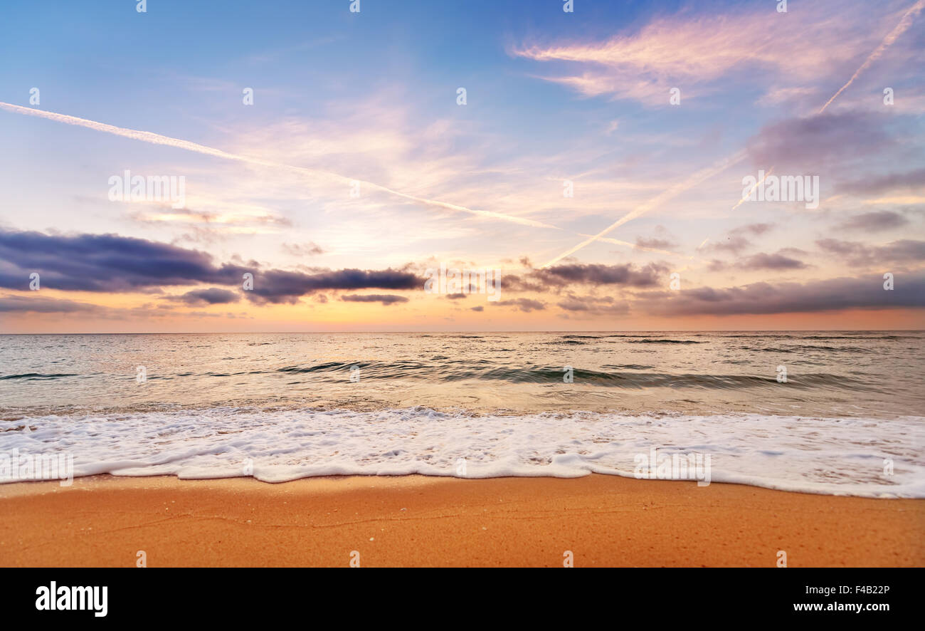 Bel tramonto, sunrise mare orizzonte. Foto Stock