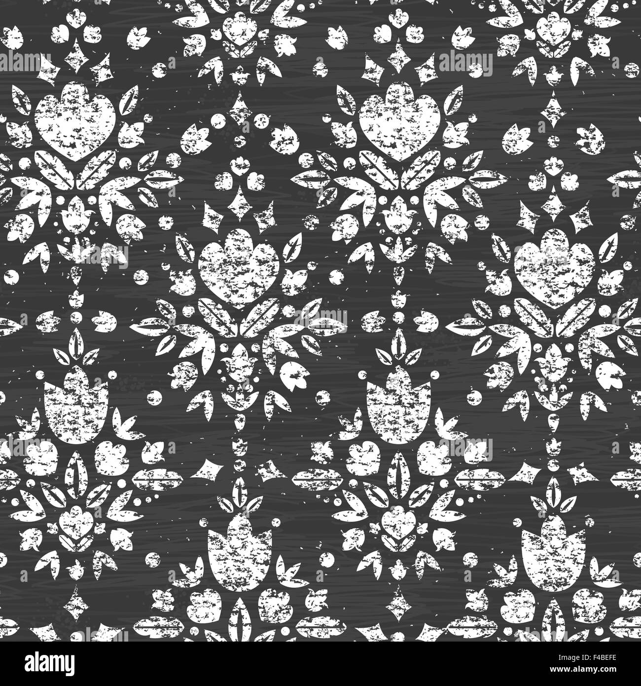 Chalk testurizzato damasco floreali seamless sfondo pattern Foto Stock