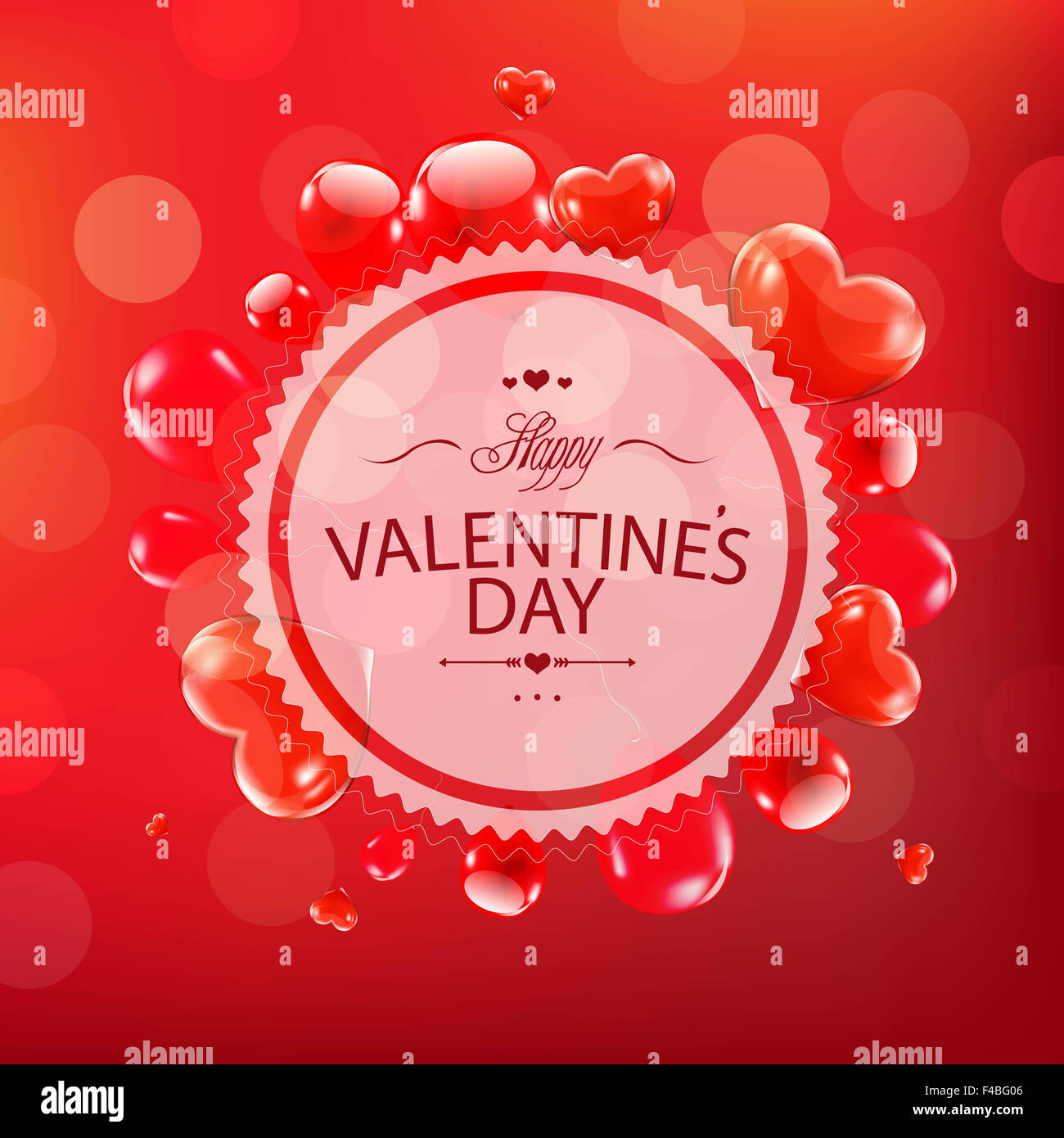 Red Happy Valentines Day Card Foto Stock