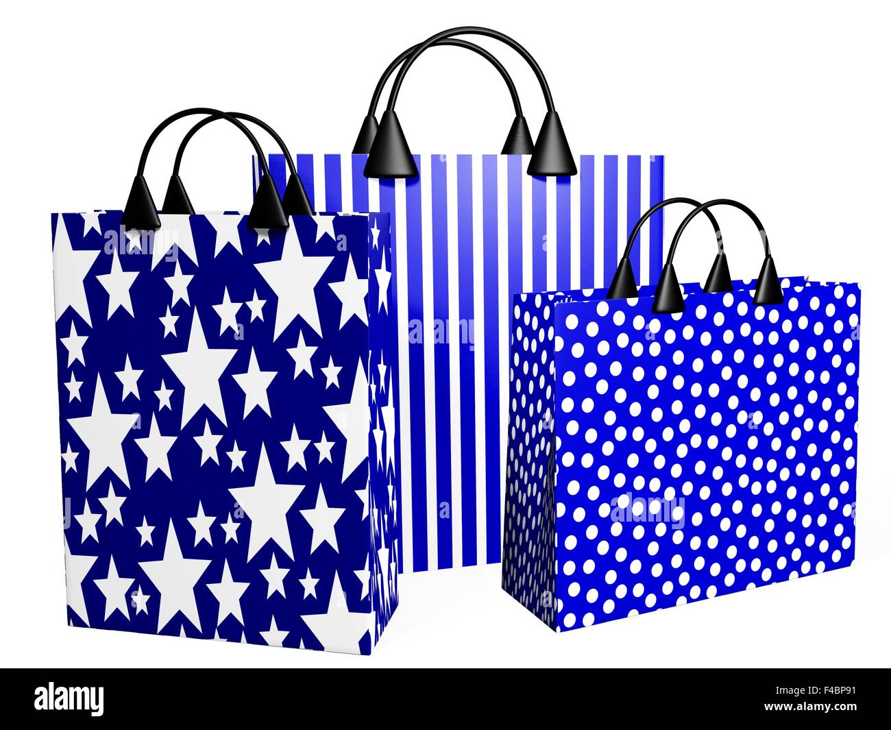 3D Blu festosa borse per lo shopping Foto Stock