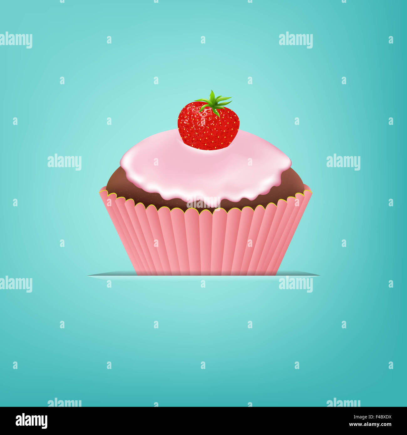 Tortina con crema e fragola Foto Stock