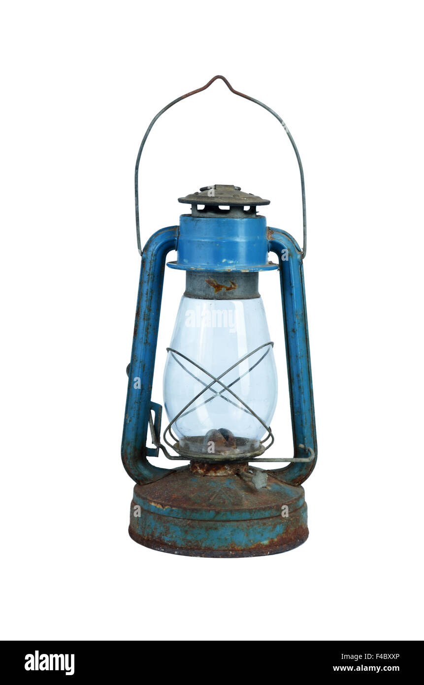Antica piccola lampada isolato su bianco Foto Stock