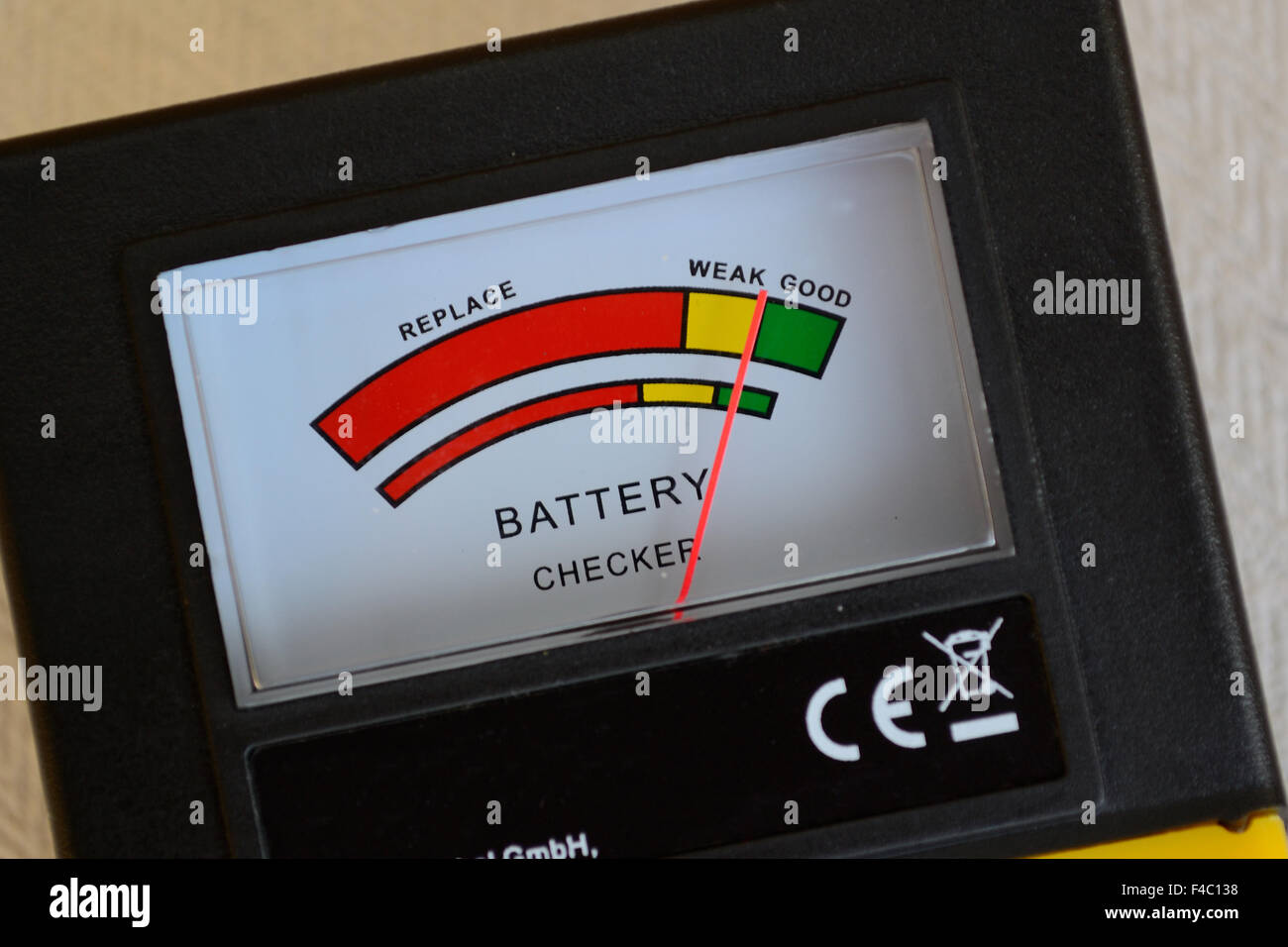 Tester della batteria consente di visualizzare l'area verde Foto Stock