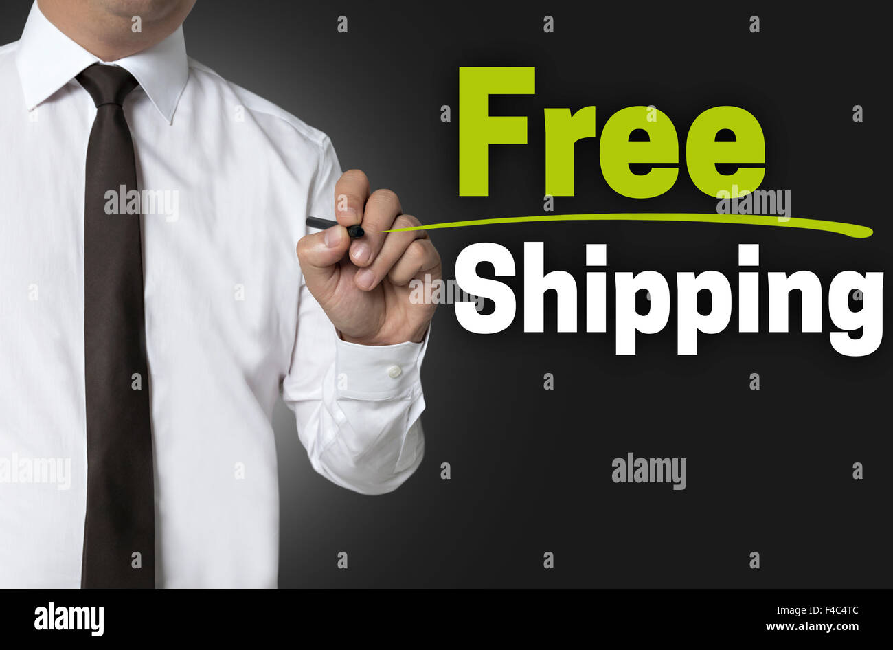 Spedizione gratuita verrà scritto da imprenditore il concetto di sfondo. Foto Stock