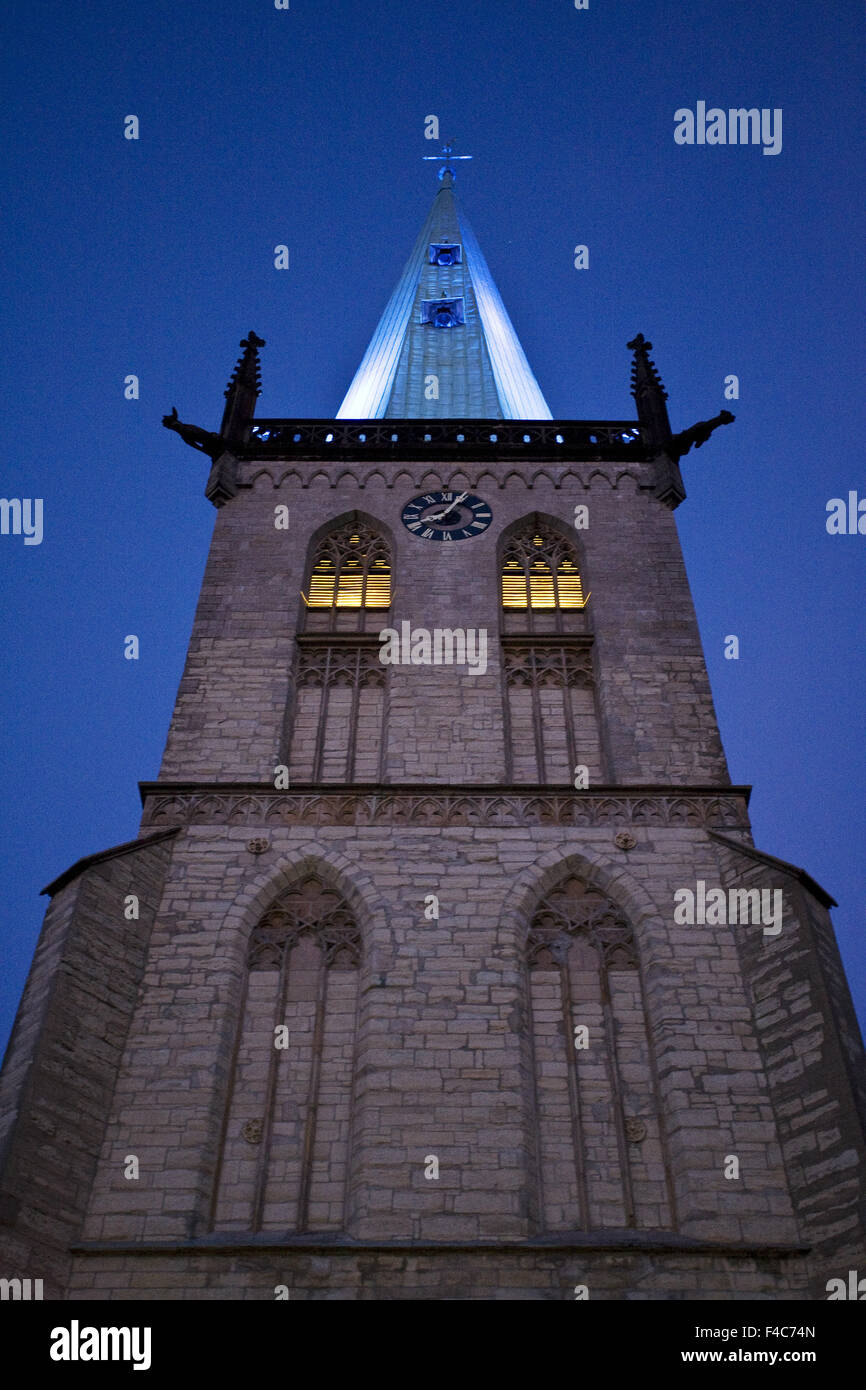 Città illuminata Chiesa di Unna, Germania Foto Stock