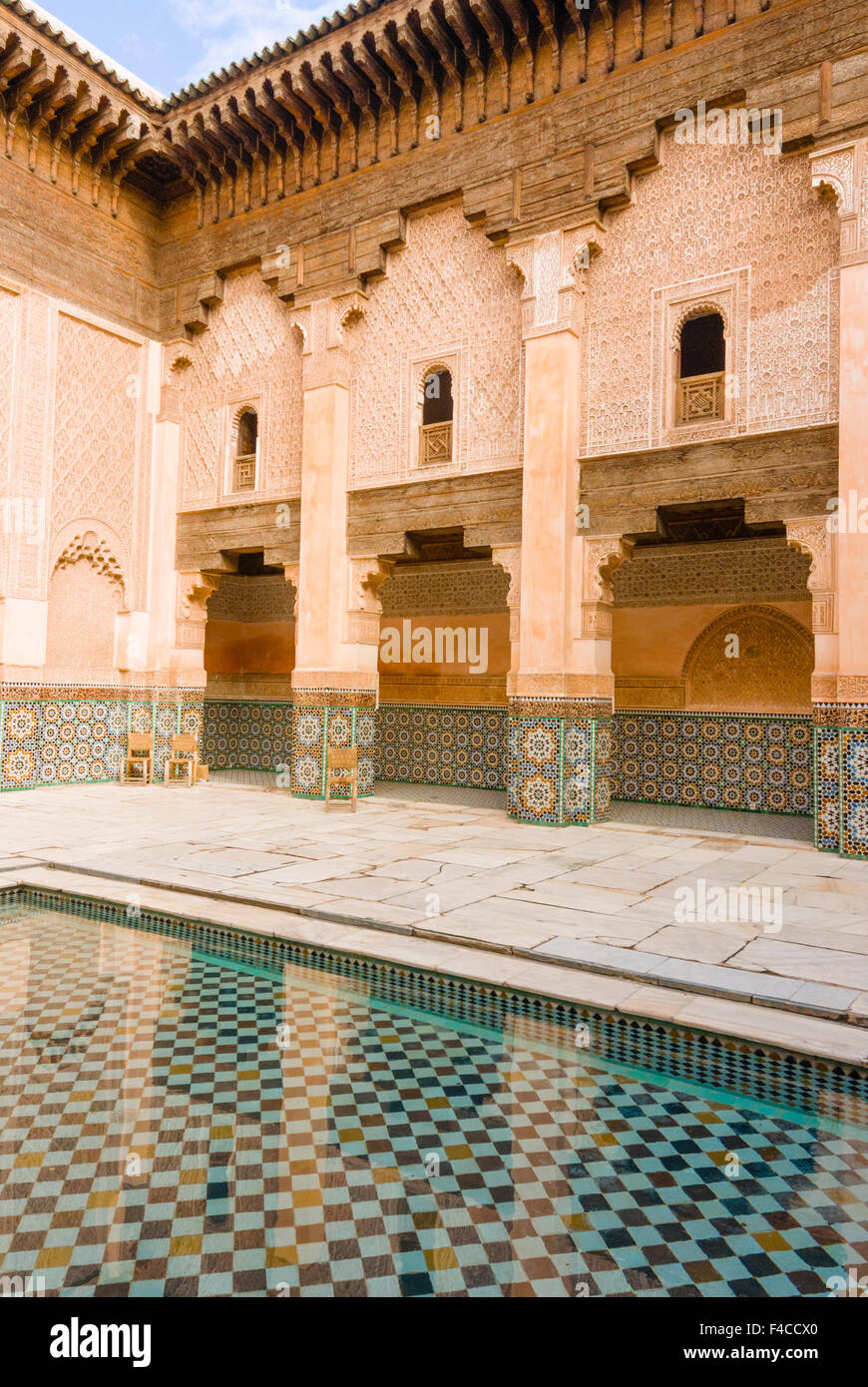 Ben Youssef madrasa, una scuola coranica, Marrakech, Marocco. Foto Stock