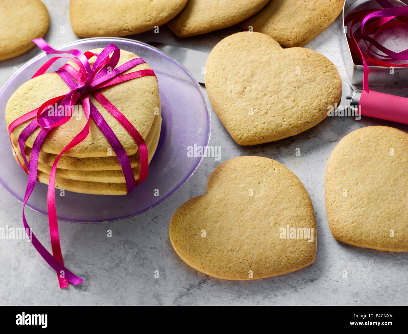 A forma di cuore i cookie di zucchero Foto Stock