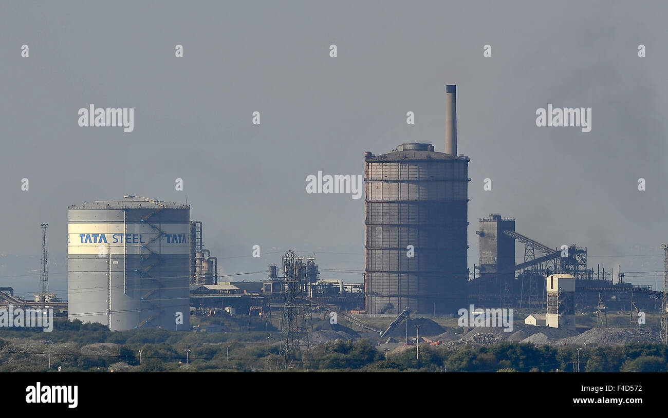 Tata impianto siderurgico. Port Talbot. Galles del Sud. Regno Unito. 02/10/2015. Foto Stock